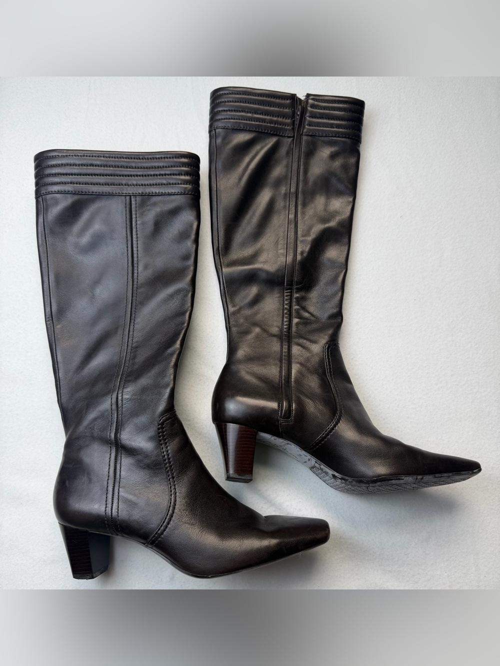 Cole Haan Janna Dark BrownLeather Knee-High Heeled Boots